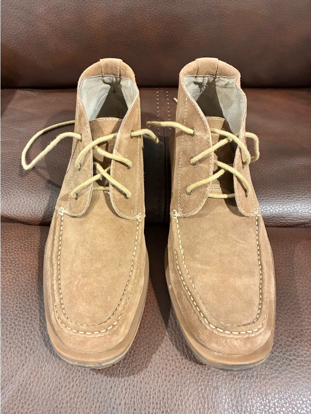 Aston Grey Genuine Leather Suede Chukka Boots Men’s 8.5 Brown Moc Toe